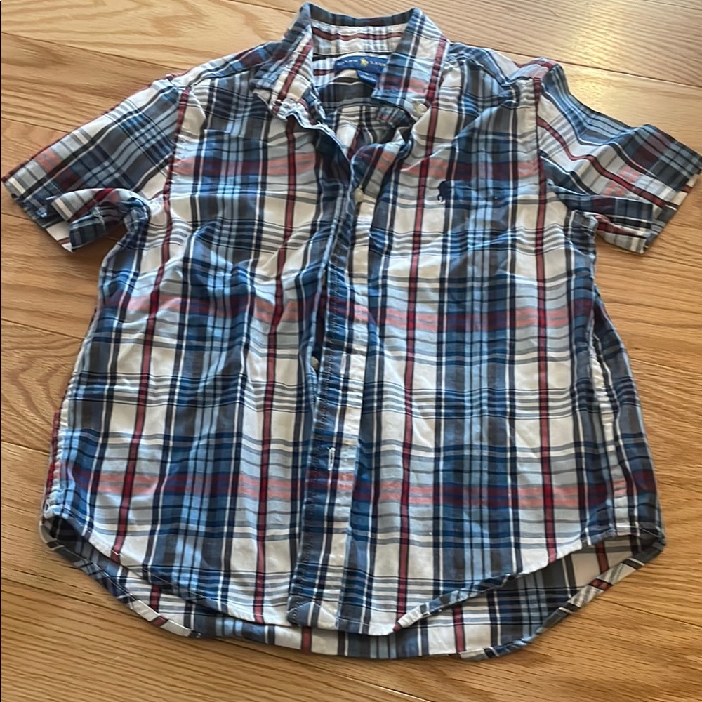 Men's Blue Plaid Short Sleeve Shirt